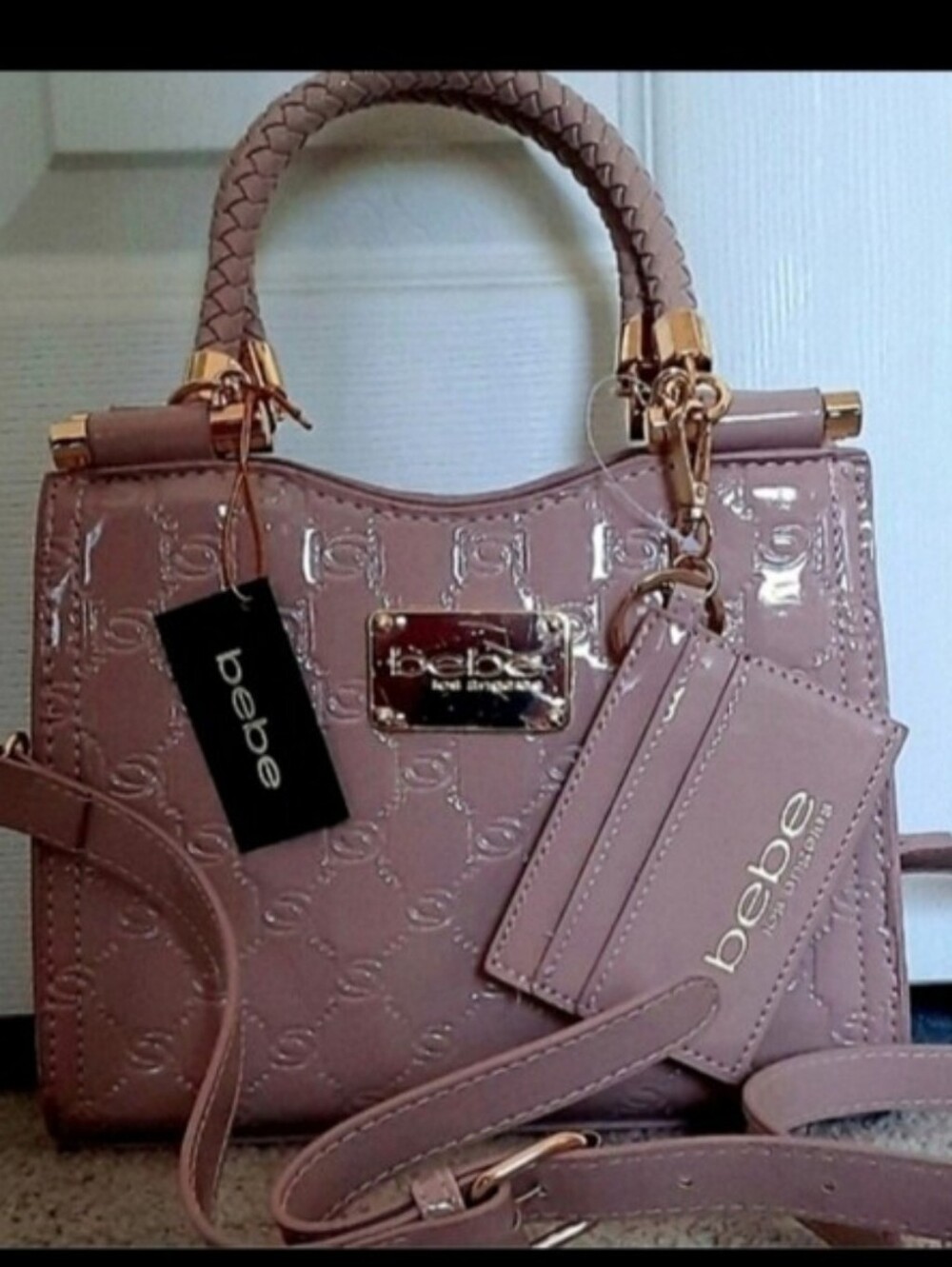 NWT "BEBE"  DANA MONOGRAM TOP HANDLE CROSSBODY